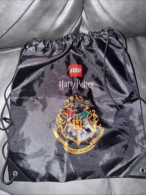 LEGO Harry Potter Black Drawstring Gym Backpack with Hogwarts Crest